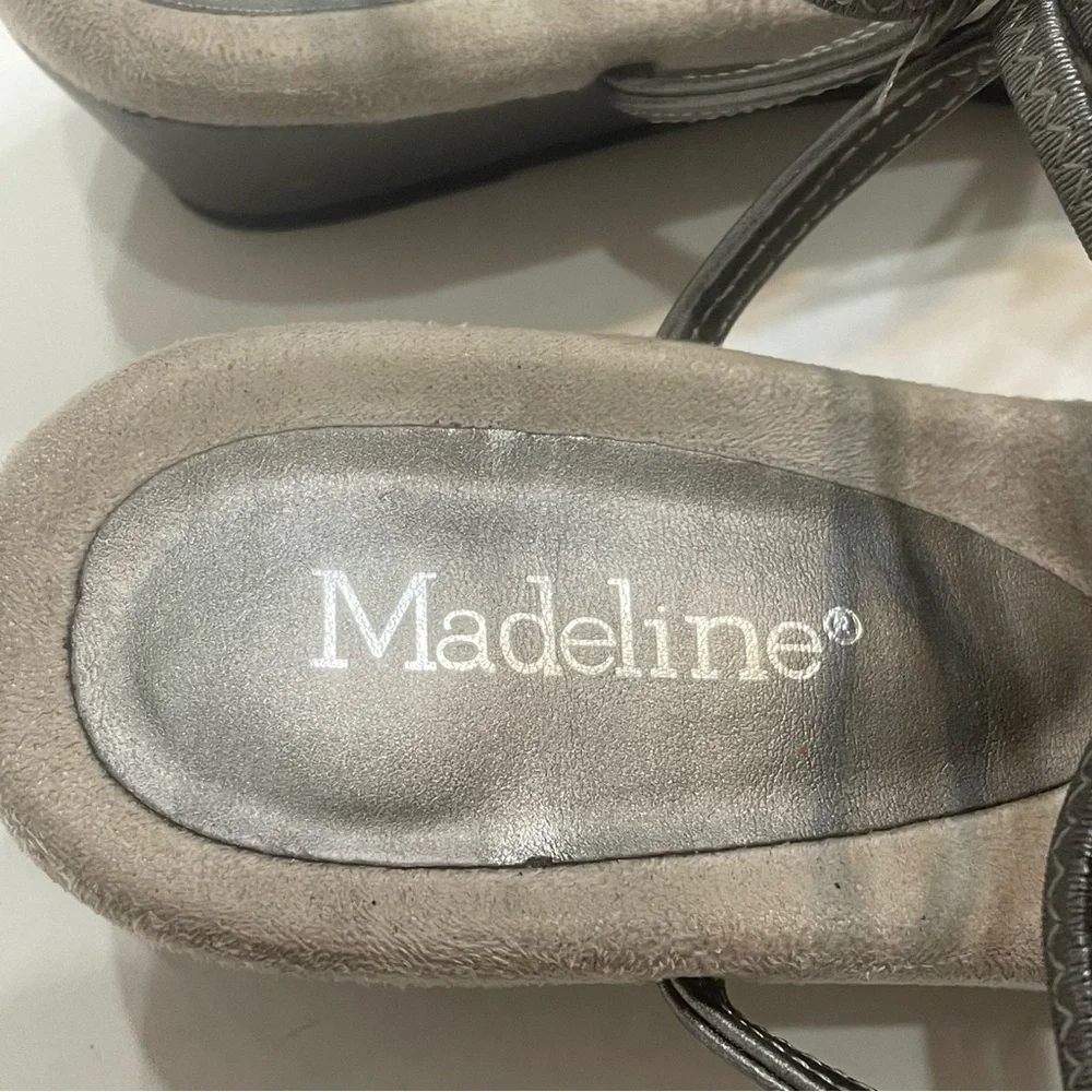Madeline Gray Embellished Sandals stones. Women’s 8.5. Pre-owned. Scratches.